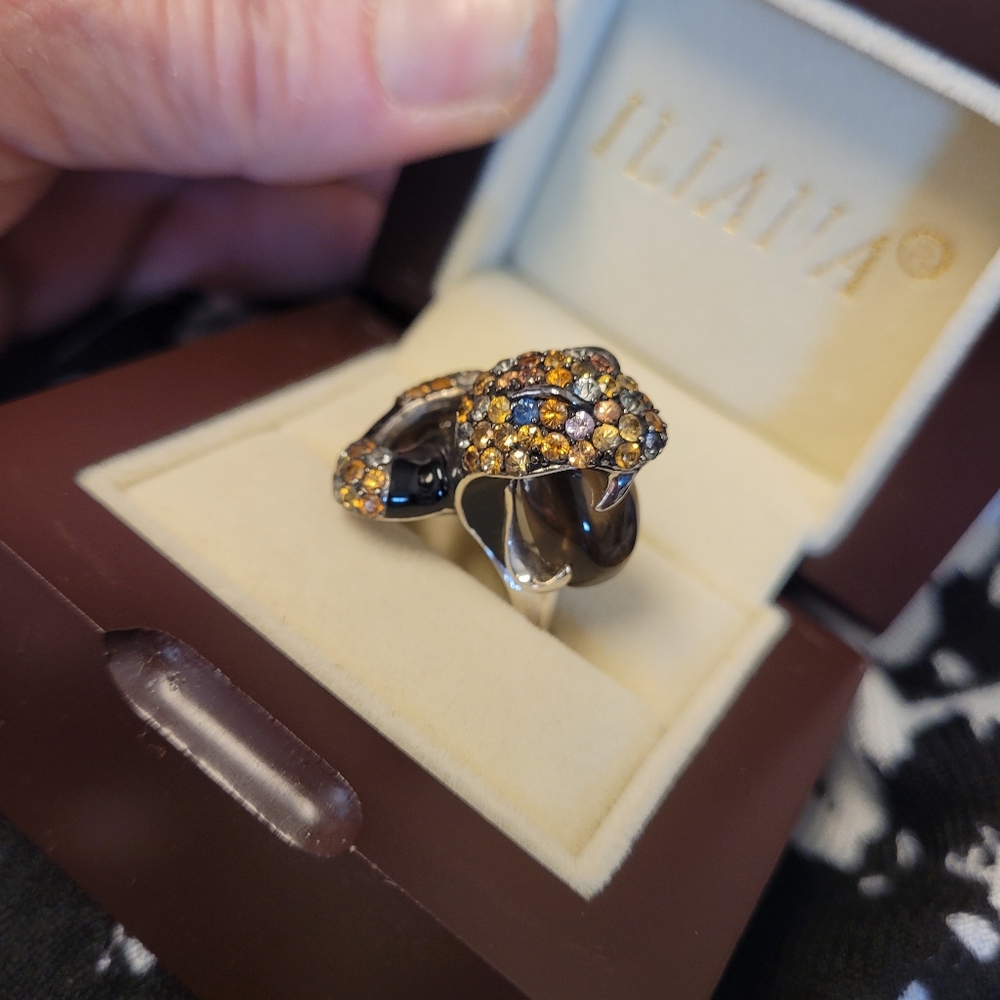 Sima K Exotic Natural Gemstone Mother Snake Ring 14.3 Grams Unworn Pristine 7
